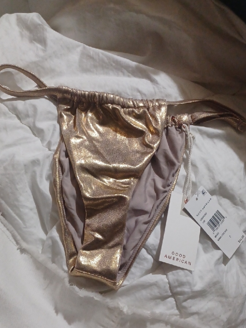 Good American Shimmery Gold  Bikini Bottom